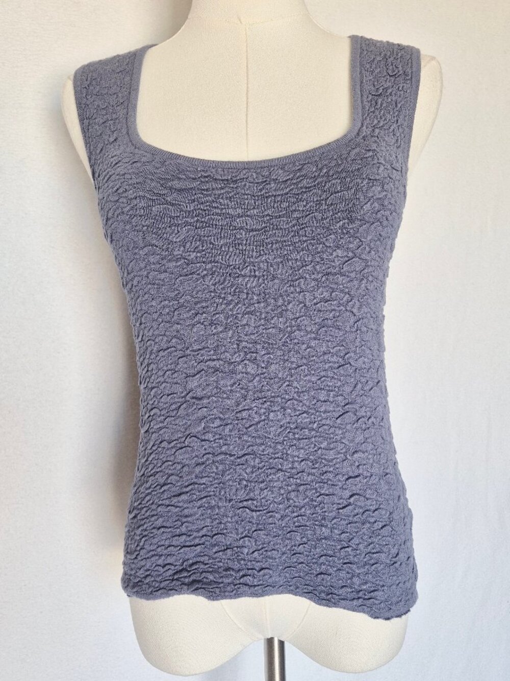 Natural Life Danielle Square Neck Texture Knit Tank Top Dusty Blue - Picture 4 of 13